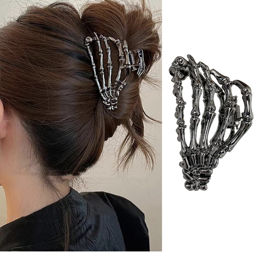Skeleton Hand Hair Clip - Silver